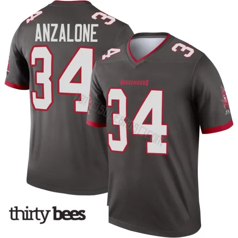 Alex Anzalone ＃34 Tampa Bay Buccaneers Youth Legend Pewter Alternate Jersey