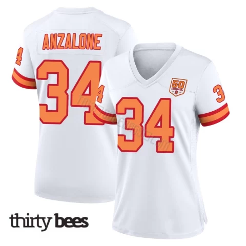 Alex Anzalone ＃34 Tampa Bay Buccaneers Women's Game White '76 50th Season Jersey