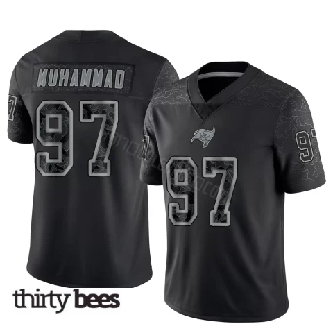 Al-Quadin Muhammad ＃97 Tampa Bay Buccaneers Men's Limited Black Reflective Jersey