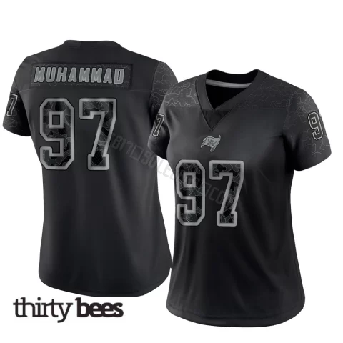 Al-Quadin Muhammad ＃97 Tampa Bay Buccaneers Women's Limited Black Reflective Jersey