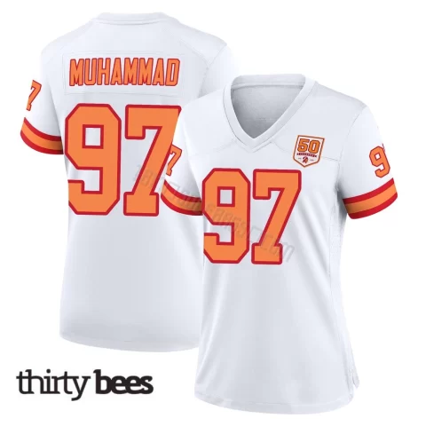 Al-Quadin Muhammad ＃97 Tampa Bay Buccaneers Women's Game White '76 50th Season Jersey