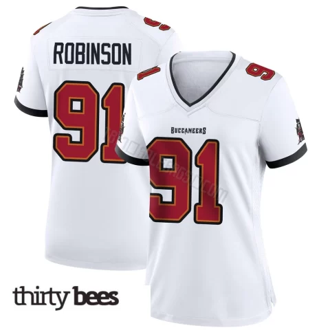 A'Shawn Robinson ＃91 Tampa Bay Buccaneers Women's Game White Jersey