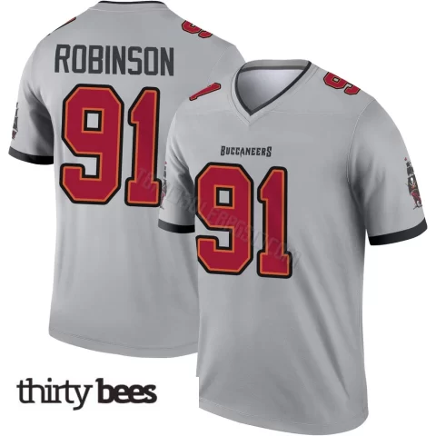 A'Shawn Robinson ＃91 Tampa Bay Buccaneers Men's Legend Gray Inverted Jersey