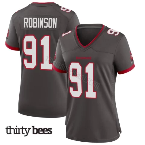 A'Shawn Robinson ＃91 Tampa Bay Buccaneers Women's Game Pewter Alternate Jersey