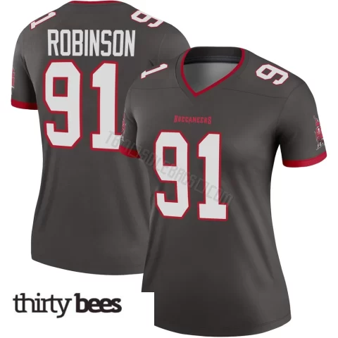 A'Shawn Robinson ＃91 Tampa Bay Buccaneers Women's Legend Pewter Alternate Jersey
