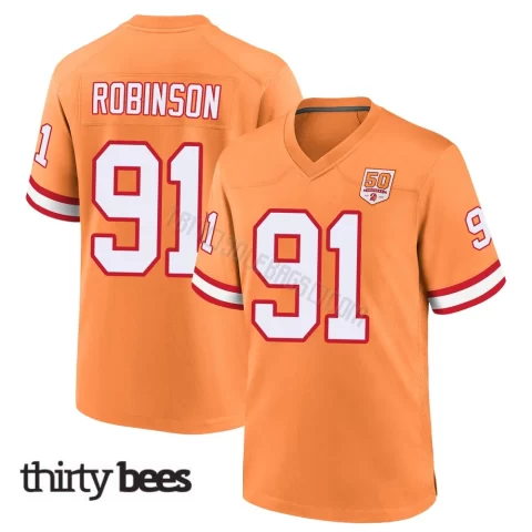 A'Shawn Robinson ＃91 Tampa Bay Buccaneers Men's Game Cream sicle 50th Season Jersey