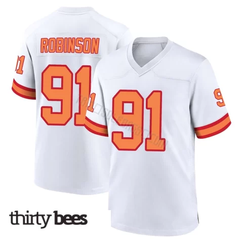 A'Shawn Robinson ＃91 Tampa Bay Buccaneers Youth Game White '76 Jersey