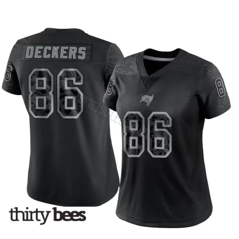 Evan Deckers ＃86 Tampa Bay Buccaneers Women's Limited Black Reflective Jersey