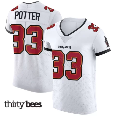 B.T. Potter ＃33 Tampa Bay Buccaneers Men's Elite White Vapor Jersey