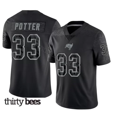 B.T. Potter ＃33 Tampa Bay Buccaneers Men's Limited Black Reflective Jersey