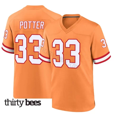 B.T. Potter ＃33 Tampa Bay Buccaneers Youth Game Orange Throwback Jersey