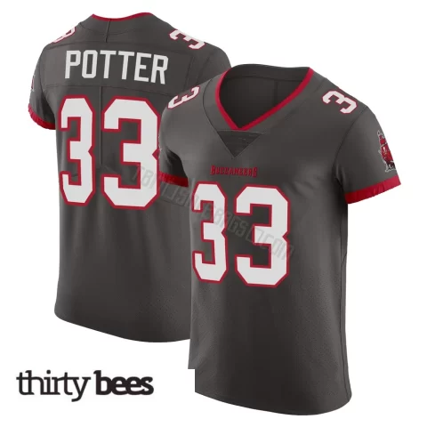 B.T. Potter ＃33 Tampa Bay Buccaneers Men's Elite Pewter Alternate Vapor Jersey