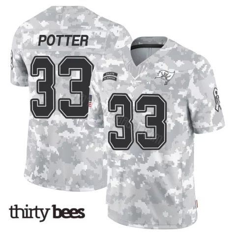 B.T. Potter ＃33 Tampa Bay Buccaneers Men's Limited Arctic Camo 2024 Salute to Service Jersey