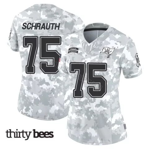 Billy Schrauth ＃75 Tampa Bay Buccaneers Women's Limited Arctic Camo 2024 Salute to Service Jersey