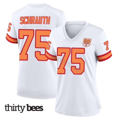 Billy Schrauth ＃75 Tampa Bay Buccaneers Women's Game White '76 50th Season Jersey