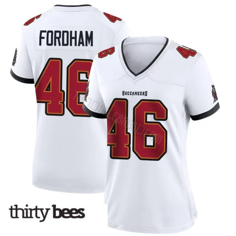 Caden Fordham ＃46 Tampa Bay Buccaneers Women's Game White Jersey