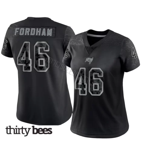 Caden Fordham ＃46 Tampa Bay Buccaneers Women's Limited Black Reflective Jersey