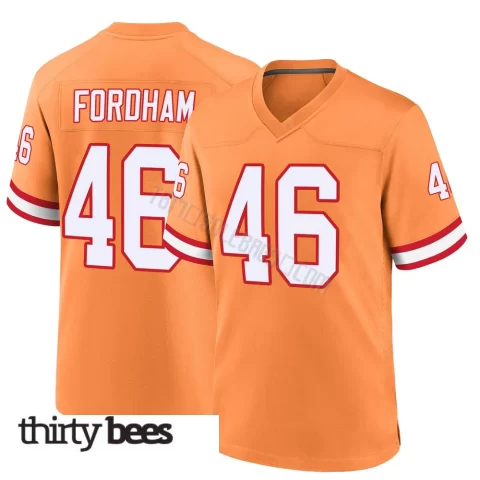 Caden Fordham ＃46 Tampa Bay Buccaneers Men's Game Orange Throwback Jersey