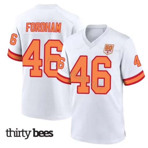 Caden Fordham ＃46 Tampa Bay Buccaneers Youth Game White '76 50th Season Jersey