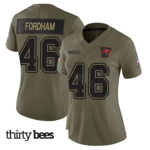 Caden Fordham ＃46 Tampa Bay Buccaneers Women's Limited Olive 2025 Salute to Service Jersey
