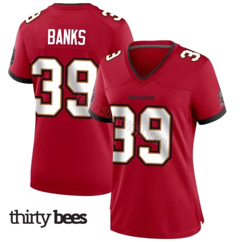 Marcus Banks ＃39 Tampa Bay Buccaneers Women's Game Red Team Color Jersey