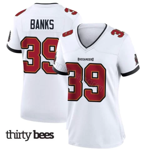 Marcus Banks ＃39 Tampa Bay Buccaneers Women's Game White Jersey
