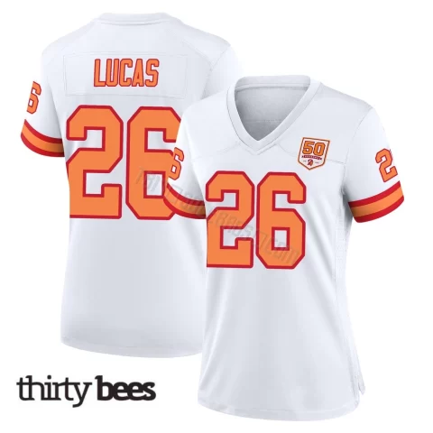 Chase Lucas ＃26 Tampa Bay Buccaneers Women's Game White '76 50th Season Jersey