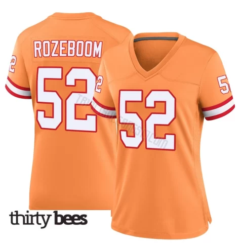 Christian Rozeboom ＃52 Tampa Bay Buccaneers Women's Game Orange Throwback Jersey