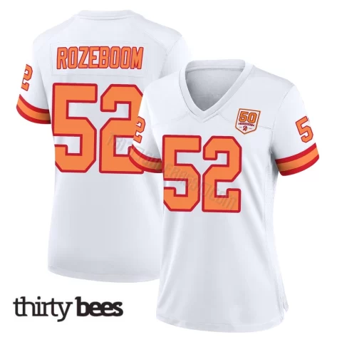 Christian Rozeboom ＃52 Tampa Bay Buccaneers Women's Game White '76 50th Season Jersey