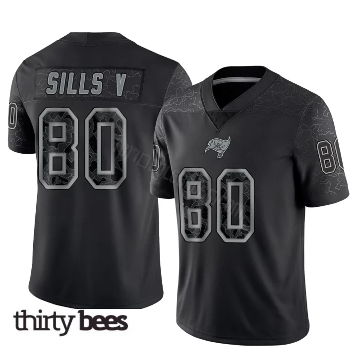 David Sills V ＃80 Tampa Bay Buccaneers Men's Limited Black Reflective Jersey