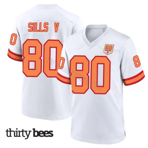 David Sills V ＃80 Tampa Bay Buccaneers Men's Game White '76 50th Season Jersey