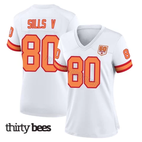 David Sills V ＃80 Tampa Bay Buccaneers Women's Game White '76 50th Season Jersey