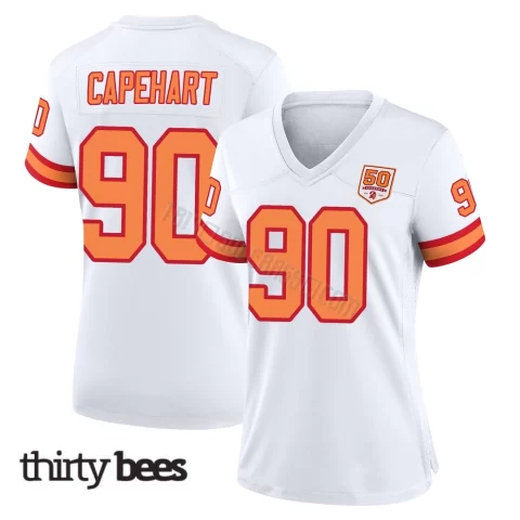 DeMonte Capehart ＃90 Tampa Bay Buccaneers Women's Game White '76 50th Season Jersey