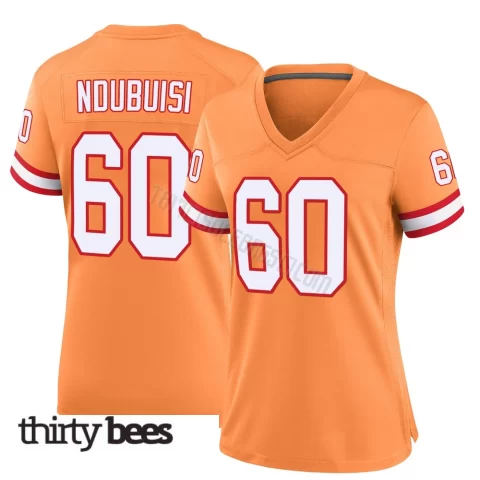 Haggai Ndubuisi ＃60 Tampa Bay Buccaneers Women's Game Orange Throwback Jersey