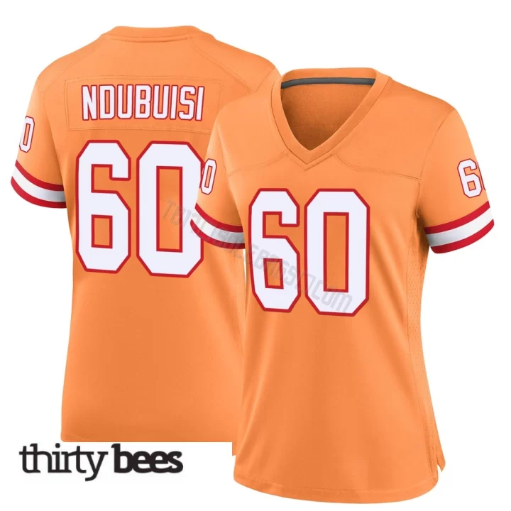 Haggai Ndubuisi ＃60 Tampa Bay Buccaneers Women's Game Orange Throwback Jersey