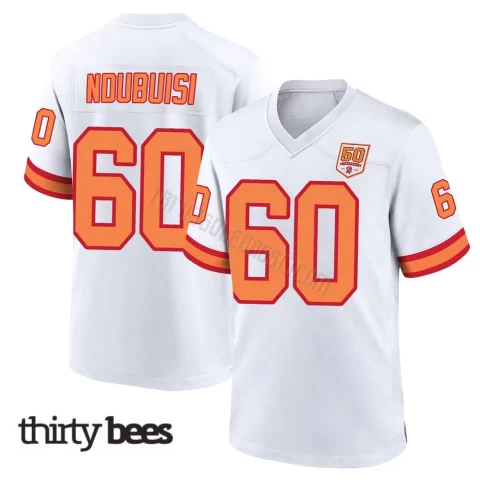 Haggai Ndubuisi ＃60 Tampa Bay Buccaneers Youth Game White '76 50th Season Jersey