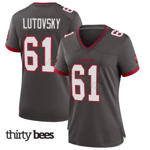 Henry Lutovsky ＃61 Tampa Bay Buccaneers Women's Game Pewter Alternate Jersey