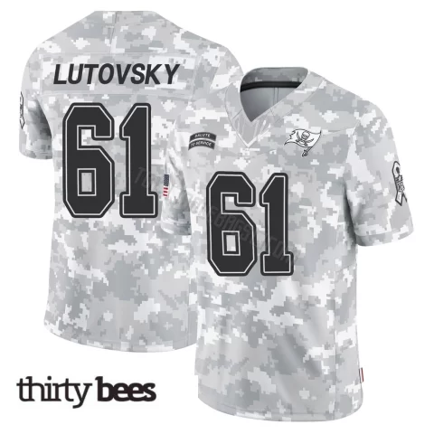 Henry Lutovsky ＃61 Tampa Bay Buccaneers Men's Limited Arctic Camo 2024 Salute to Service Jersey