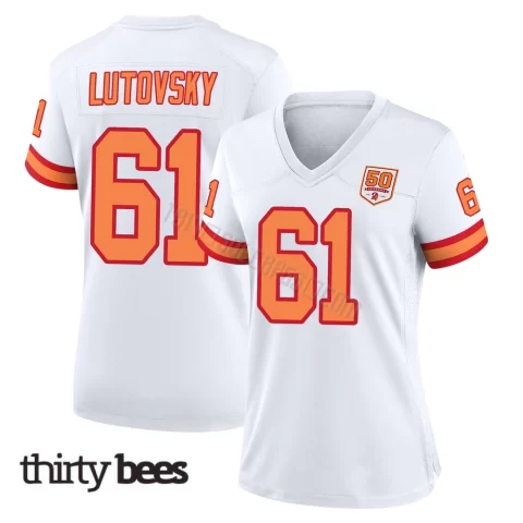 Henry Lutovsky ＃61 Tampa Bay Buccaneers Women's Game White '76 50th Season Jersey