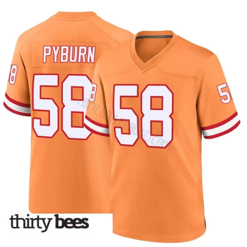 Jack Pyburn ＃58 Tampa Bay Buccaneers Youth Game Orange Throwback Jersey