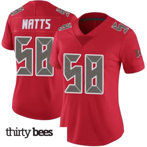 Markees Watts ＃58 Tampa Bay Buccaneers Women's Limited Red Color Rush Jersey