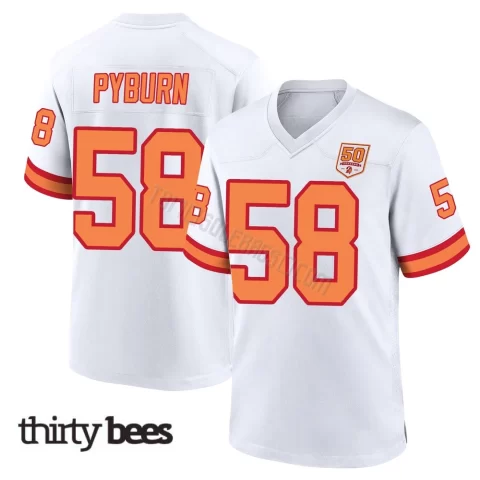 Jack Pyburn ＃58 Tampa Bay Buccaneers Youth Game White '76 50th Season Jersey