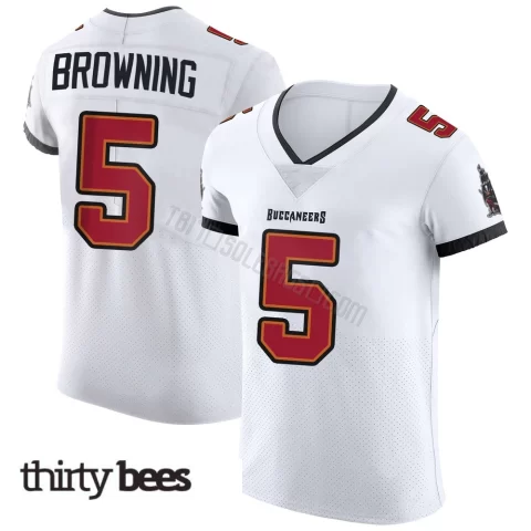 Jake Browning ＃5 Tampa Bay Buccaneers Men's Elite White Vapor Jersey