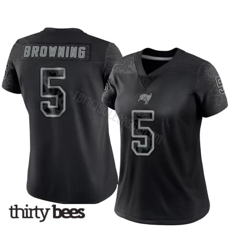 Jake Browning ＃5 Tampa Bay Buccaneers Women's Limited Black Reflective Jersey