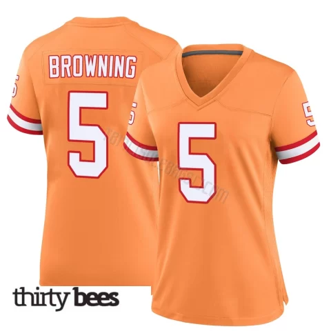 Jake Browning ＃5 Tampa Bay Buccaneers Women's Game Orange Throwback Jersey