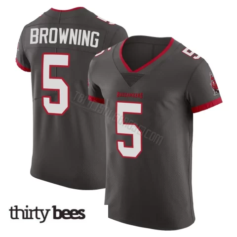 Jake Browning ＃5 Tampa Bay Buccaneers Men's Elite Pewter Alternate Vapor Jersey