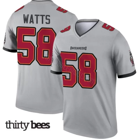 Markees Watts ＃58 Tampa Bay Buccaneers Men's Legend Gray Inverted Jersey