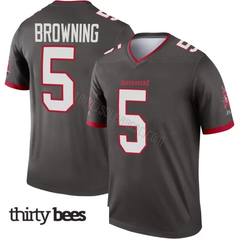 Jake Browning ＃5 Tampa Bay Buccaneers Men's Legend Pewter Alternate Jersey