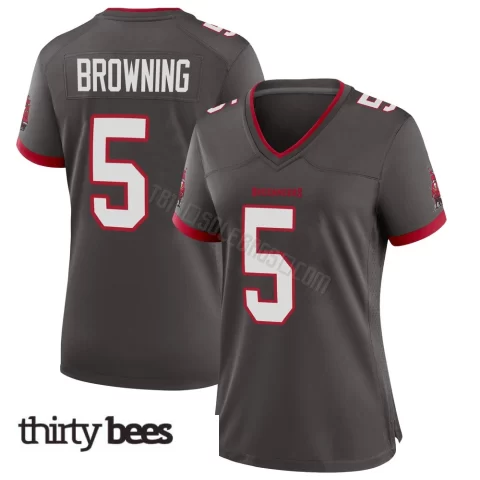 Jake Browning ＃5 Tampa Bay Buccaneers Women's Game Pewter Alternate Jersey
