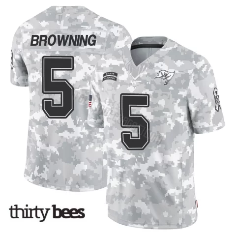 Jake Browning ＃5 Tampa Bay Buccaneers Men's Limited Arctic Camo 2024 Salute to Service Jersey